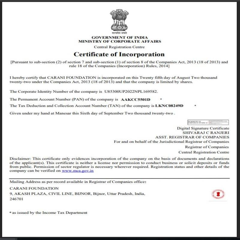 MCA Registration